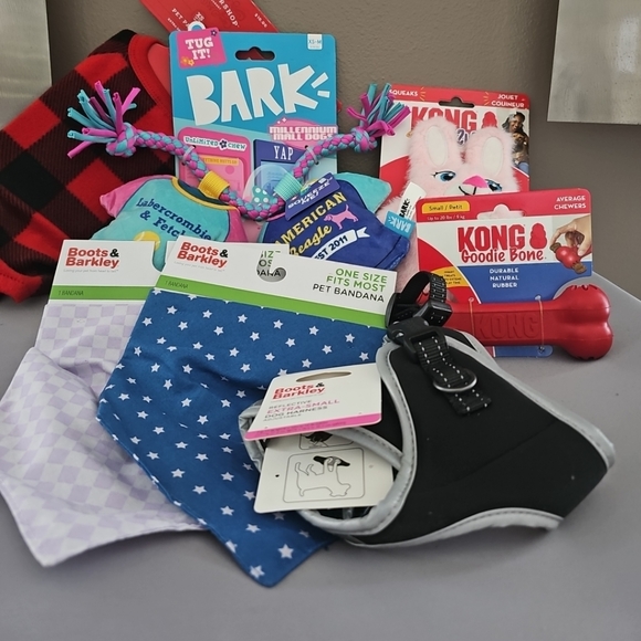 S/XS Dog Bundle Kong Toys, Bandanas, Pjs, and Tshirt Toys - Picture 1 of 6